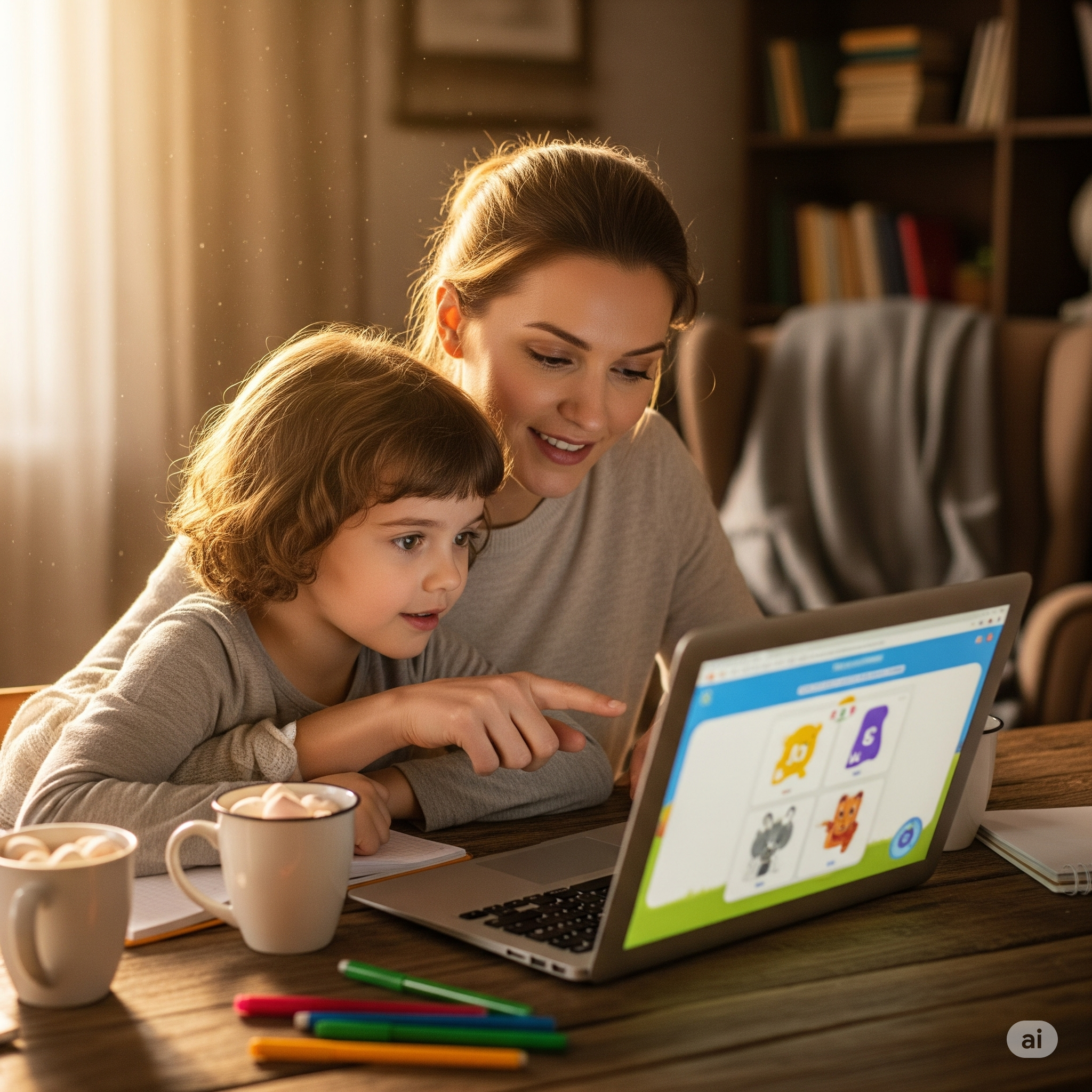 Parents reading with kids